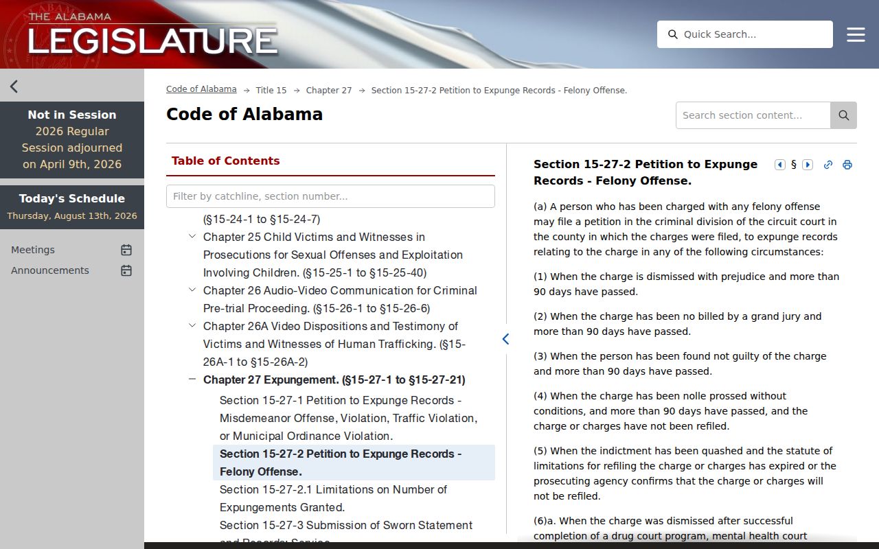 Madison County criminal docket expungement statute