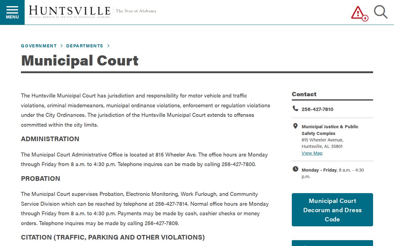Huntsville court docket Municipal Court page