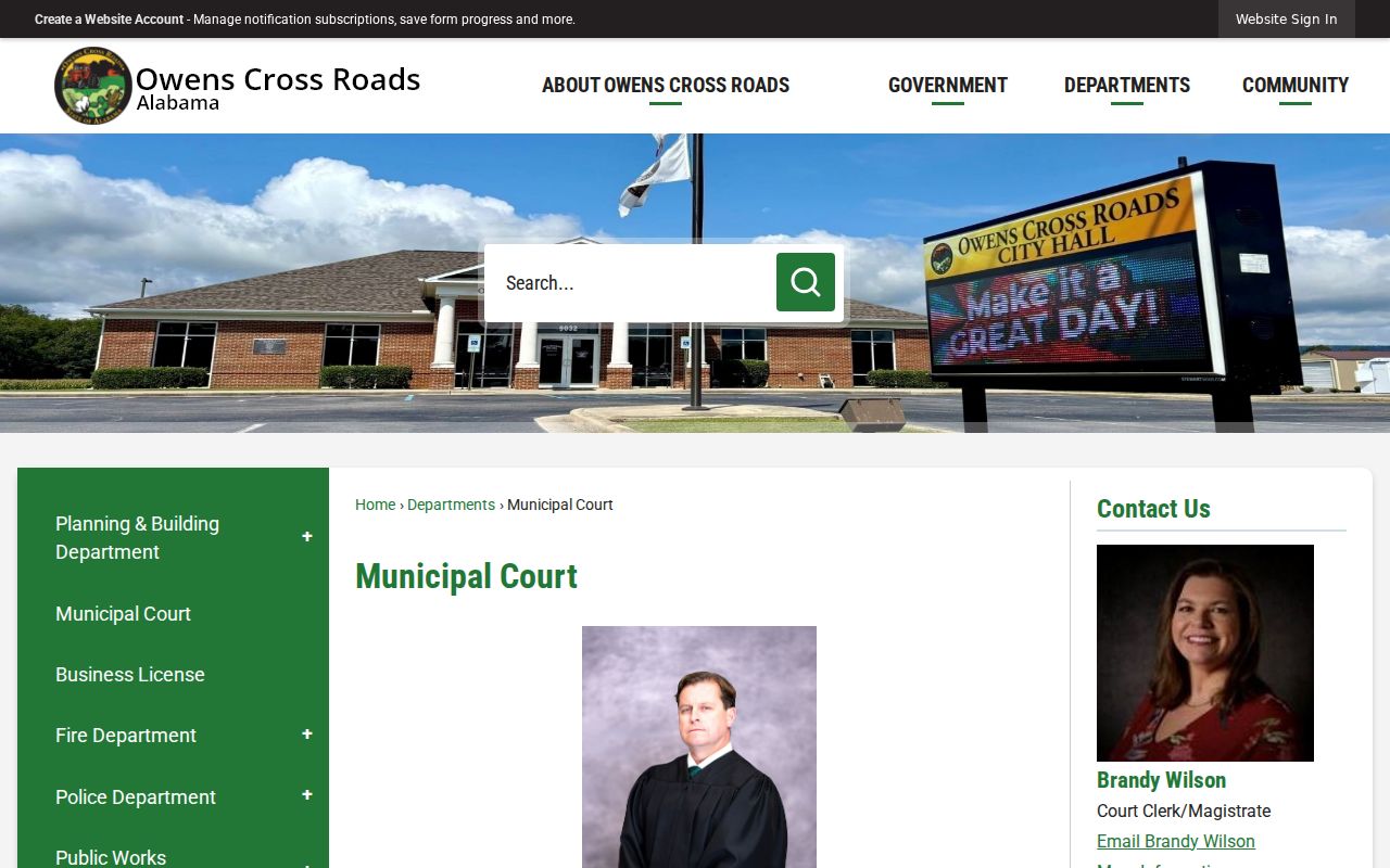 Owens Cross Roads Municipal Court docket information
