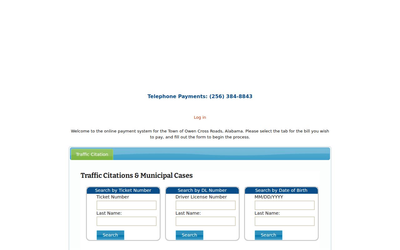Owens Cross Roads court docket ticket search portal