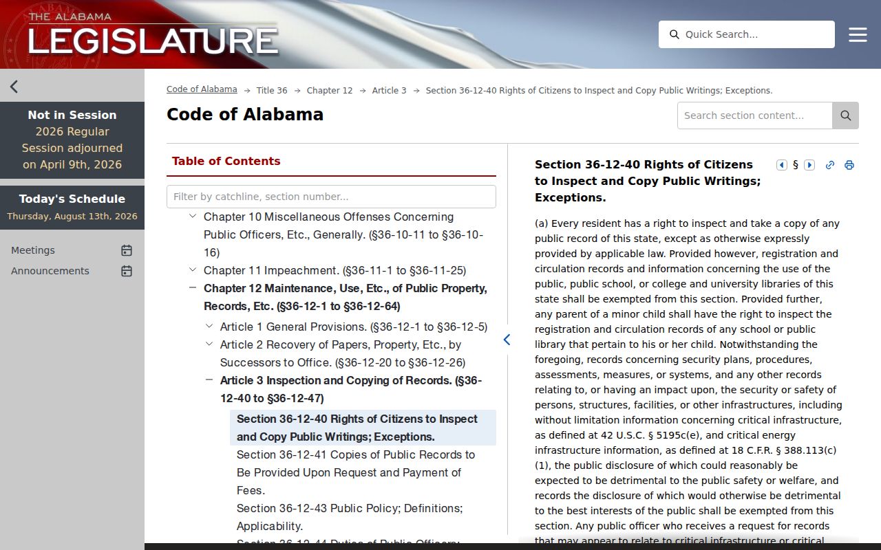 Alabama public writings law for Madison County court records